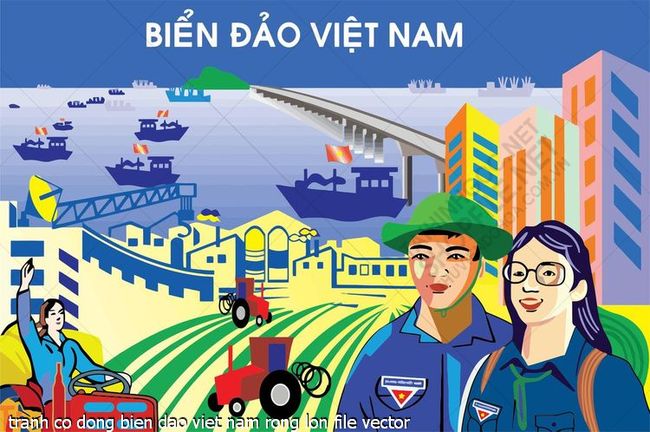 tranh co dong bien dao viet nam rong lon file vector